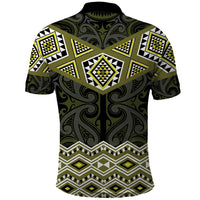 New Zealand Aotearoa Polo Shirt Yellow Taniko Art Maori Pattern