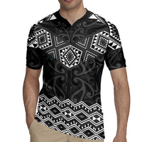 New Zealand Aotearoa Rugby Jersey Black Taniko Art Maori Pattern LT05 - Polynesian Pride