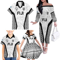 Custom Fiji 2026 Rugby Family Matching Off The Shoulder Long Sleeve Dress and Hawaiian Shirt Fijian Tapa Pattern LT05 - Polynesian Pride