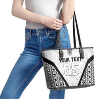 Custom Fiji 2026 Rugby Leather Tote Bag Fijian Tapa Pattern