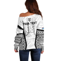 Custom Fiji 2026 Rugby Off Shoulder Sweater Fijian Tapa Pattern