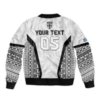 Custom Fiji 2026 Rugby Sleeve Zip Bomber Jacket Fijian Tapa Pattern