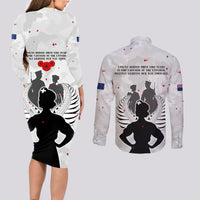 New Zealand ANZAC Day Couples Matching Long Sleeve Bodycon Dress and Long Sleeve Button Shirt For The Nurse Lest We Forget LT05 - Polynesian Pride