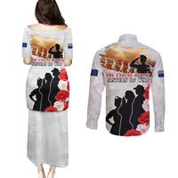 New Zealand ANZAC Day Couples Matching Puletasi and Long Sleeve Button Shirt The Unsung Heroes Sisters of War LT05 - Polynesian Pride