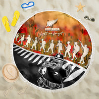 New Zealand ANZAC Rugby Beach Blanket Soldier Fern With Kiwi Bird