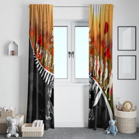 New Zealand ANZAC Rugby Window Curtain Soldier Fern With Kiwi Bird