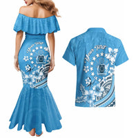 Personalised Penrhyn Gospel Day Couples Matching Mermaid Dress and Hawaiian Shirt Cook Islands Tribal Pattern LT05 - Polynesian Pride