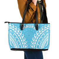 Cook Islands Mauke Leather Tote Bag Polynesian Tribal Tattoo LT05 - Polynesian Pride