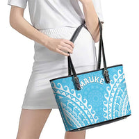 Cook Islands Mauke Leather Tote Bag Polynesian Tribal Tattoo LT05 - Polynesian Pride
