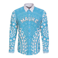 Custom Cook Islands Mauke Long Sleeve Button Shirt Polynesian Tribal Tattoo