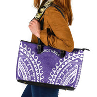 Custom Cook Islands Rarotonga Leather Tote Bag Polynesian Tribal Tattoo