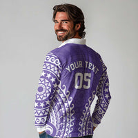 Custom Cook Islands Rarotonga Long Sleeve Polo Shirt Polynesian Tribal Tattoo