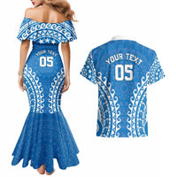 Custom Cook Islands Pukapuka Couples Matching Mermaid Dress and Hawaiian Shirt Polynesian Tribal Tattoo