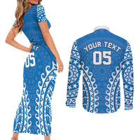 Custom Cook Islands Pukapuka Couples Matching Short Sleeve Bodycon Dress and Long Sleeve Button Shirt Polynesian Tribal Tattoo