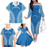 Custom Cook Islands Pukapuka Family Matching Off The Shoulder Long Sleeve Dress and Hawaiian Shirt Polynesian Tribal Tattoo LT05 - Polynesian Pride