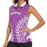 Custom Cook Islands Mangaia Women Sleeveless Polo Shirt Polynesian Tribal Tattoo