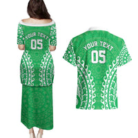 Custom Cook Islands Mitiaro Couples Matching Puletasi and Hawaiian Shirt Polynesian Tribal Tattoo