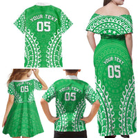 Custom Cook Islands Mitiaro Family Matching Off Shoulder Maxi Dress and Hawaiian Shirt Polynesian Tribal Tattoo
