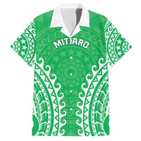 Custom Cook Islands Mitiaro Family Matching Puletasi and Hawaiian Shirt Polynesian Tribal Tattoo LT05 Dad's Shirt - Short Sleeve Green - Polynesian Pride
