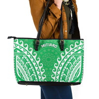 Cook Islands Mitiaro Leather Tote Bag Polynesian Tribal Tattoo LT05 - Polynesian Pride