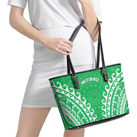 Cook Islands Mitiaro Leather Tote Bag Polynesian Tribal Tattoo LT05 - Polynesian Pride