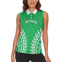 Custom Cook Islands Mitiaro Women Sleeveless Polo Shirt Polynesian Tribal Tattoo
