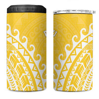 Cook Islands Aitutaki 4 in 1 Can Cooler Tumbler Polynesian Tribal Tattoo LT05 One Size: 16 oz Yellow - Polynesian Pride
