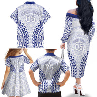 Custom Cook Islands Palmerston Family Matching Off The Shoulder Long Sleeve Dress and Hawaiian Shirt Polynesian Tribal Tattoo