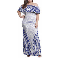 Custom Cook Islands Palmerston Family Matching Off Shoulder Maxi Dress and Hawaiian Shirt Polynesian Tribal Tattoo