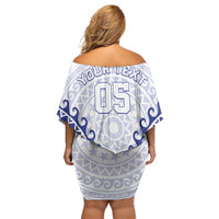 Custom Cook Islands Palmerston Family Matching Off Shoulder Short Dress and Hawaiian Shirt Polynesian Tribal Tattoo