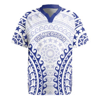Custom Cook Islands Palmerston Rugby Jersey Polynesian Tribal Tattoo LT05 Navy - Polynesian Pride