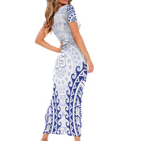 Custom Cook Islands Palmerston Short Sleeve Bodycon Dress Polynesian Tribal Tattoo