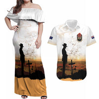 Australia And New Zealand ANZAC Day Couples Matching Off Shoulder Maxi Dress and Hawaiian Shirt Battle Of Beersheba LT05 Beige - Polynesian Pride