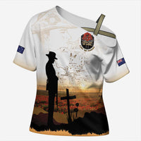 Australia And New Zealand ANZAC Day Cross Shoulder Shirt Battle Of Beersheba LT05 Female Beige - Polynesian Pride