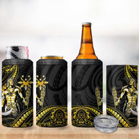 Filipinos Lapu Lapu Hero 4 in 1 Can Cooler Tumbler Gold Polynesian Tribal Tattoo LT05 - Polynesian Pride