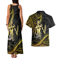 Filipinos Lapu Lapu Hero Couples Matching Tank Maxi Dress and Hawaiian Shirt Gold Polynesian Tribal Tattoo LT05 - Polynesian Pride