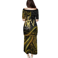 Filipinos Lapu Lapu Hero Family Matching Puletasi and Hawaiian Shirt Gold Polynesian Tribal Tattoo LT05 - Polynesian Pride