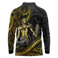 Filipinos Lapu Lapu Hero Long Sleeve Polo Shirt Gold Polynesian Tribal Tattoo LT05 - Polynesian Pride