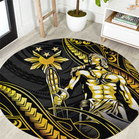 Filipinos Lapu Lapu Hero Round Carpet Gold Polynesian Tribal Tattoo