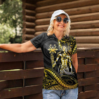 Filipinos Lapu Lapu Hero Women Polo Shirt Gold Polynesian Tribal Tattoo