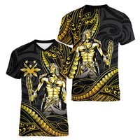 Filipinos Lapu Lapu Hero Women V-Neck T-Shirt Gold Polynesian Tribal Tattoo