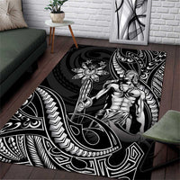 Filipinos Lapu Lapu Hero Area Rug Black Polynesian Tribal Tattoo