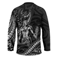 Filipinos Lapu Lapu Hero Hockey Jersey Black Polynesian Tribal Tattoo LT05 - Polynesian Pride
