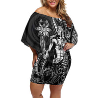 Filipinos Lapu Lapu Hero Off Shoulder Short Dress Black Polynesian Tribal Tattoo LT05 Women Black - Polynesian Pride