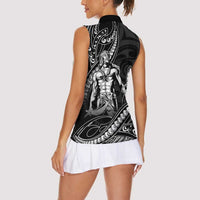 Filipinos Lapu Lapu Hero Women Sleeveless Polo Shirt Black Polynesian Tribal Tattoo
