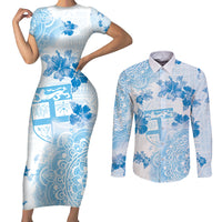 Happy Fiji Girmit Day Couples Matching Short Sleeve Bodycon Dress and Long Sleeve Button Shirt Fijian Tapa With Mandala Pattern