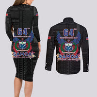 Samoa 64th Independence Anniversary Couples Matching Long Sleeve Bodycon Dress and Long Sleeve Button Shirt
