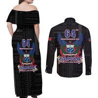Samoa 64th Independence Anniversary Couples Matching Off Shoulder Maxi Dress and Long Sleeve Button Shirt