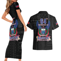 Samoa 64th Independence Anniversary Couples Matching Short Sleeve Bodycon Dress and Hawaiian Shirt