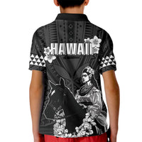 Hawaii King Kamehameha Day Parade Kid Polo Shirt With Pa'u Riders Plumeria Kakau Tribal Pattern